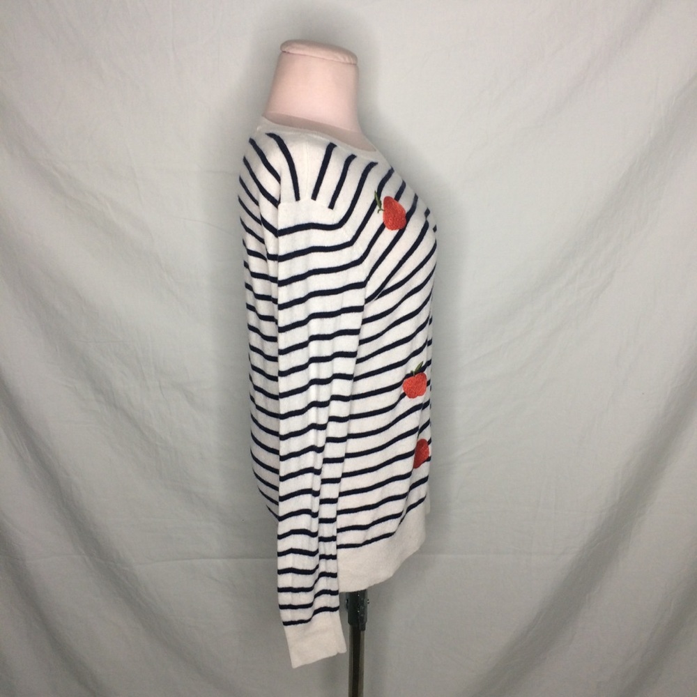 LOFT striped apple embroidered sweater Wool blend - Picture 10 of 12